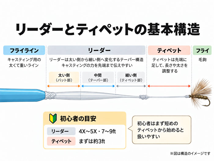 リーダーとティペットの基本構造